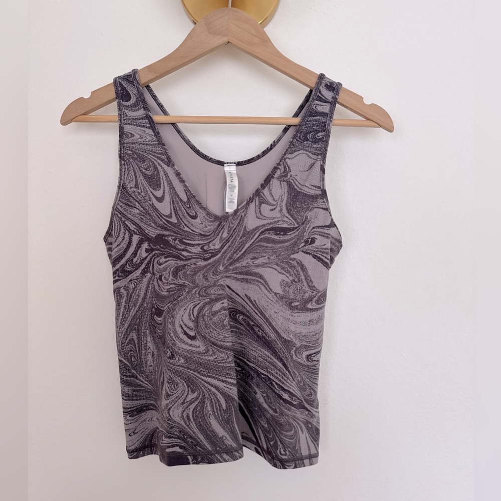 Athleta - Purple Marbled Fitted Sleeveless Crop Tank Top - Medium